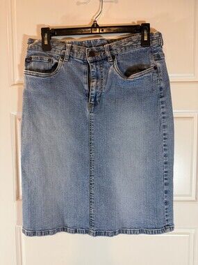 Polo Jeans Denim Skirt Size 8 Classic Blue Jean Midi Skirt.
